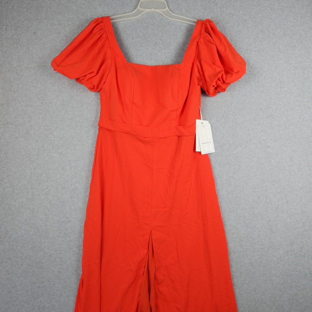 Witness of Love Maxi Dress Womens 2 Orange Lined Wedding High Tight Slit Back